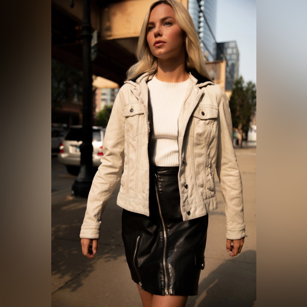 Mauritius Jenny RF Leather Jacket in Cream